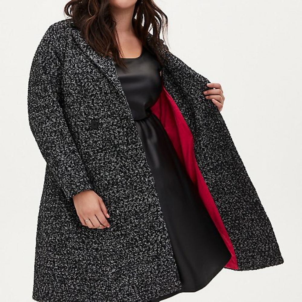 Torrid Black and White Boucle Statement Coat